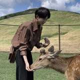 Spring And Autumn New Korean Style Shirt Men Suede Loose Trendy And Ve