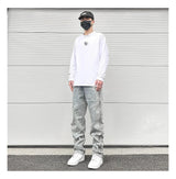 side long zipper open denim jeans mens elastic waist straight biker trousers jeans fashion streetwear hip hop jean pants joggers unique joggers style 2538