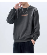 Men Handsome Splice Embroidery Fashion Loose Casual Pullover Sweatshir