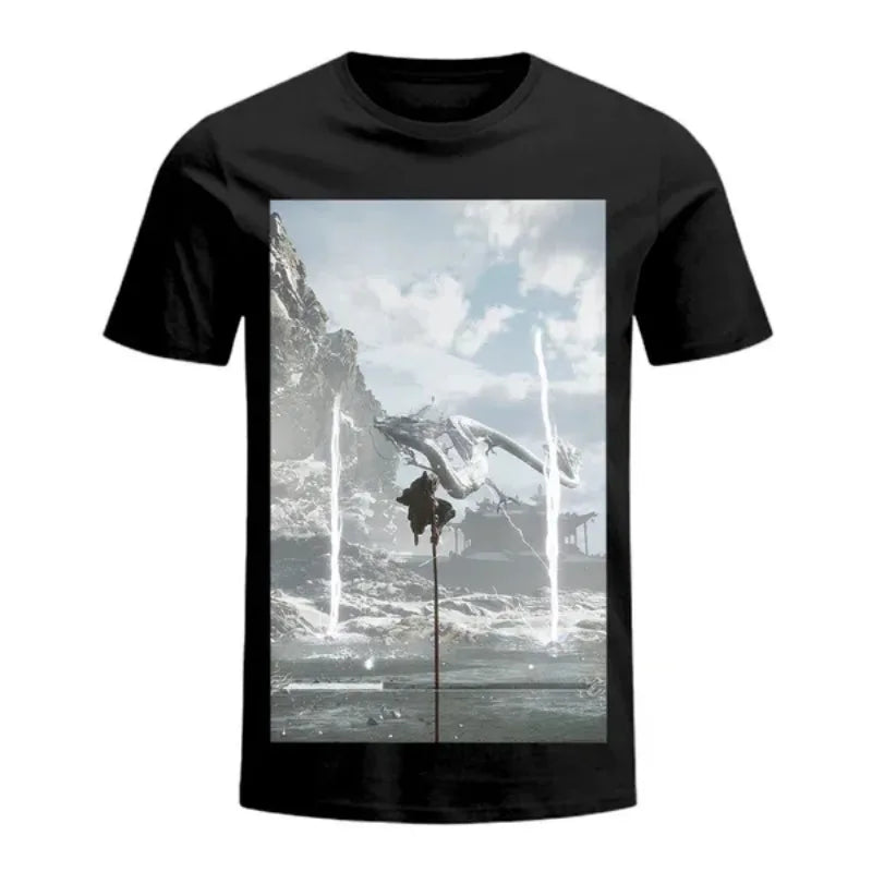 Vaporwave Oversized shirt – Black Myth Wukong Printed Oversized Short Sleeved Top Men Y2