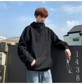 Autumn Turtleneck Fleece Hoodies Men 2024 New High Street Oversize Pullover Hoodie Unisex Y2K Vintage Hooded Sweatshirts Clothes