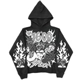 Y2k Pullover Long Sleeved Sweatshirt Vintage Printed Pattern Streetwear Tops Vintage Clothes Dark Punk School Outfit Ootd Jacket