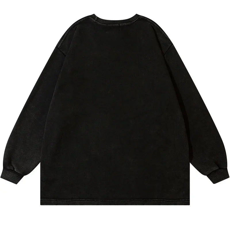 Vintage Ripped Sweatshirt Hip Hop Shadow Graphic Print Punk Goth Hoodi