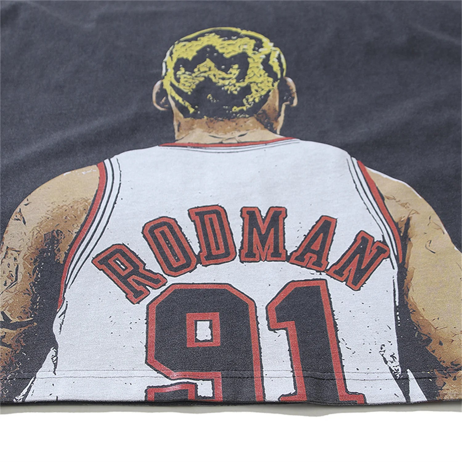 cyberpunk aesthetic print tee featuring rodman print vintage retro high street hip pop t shirt tops