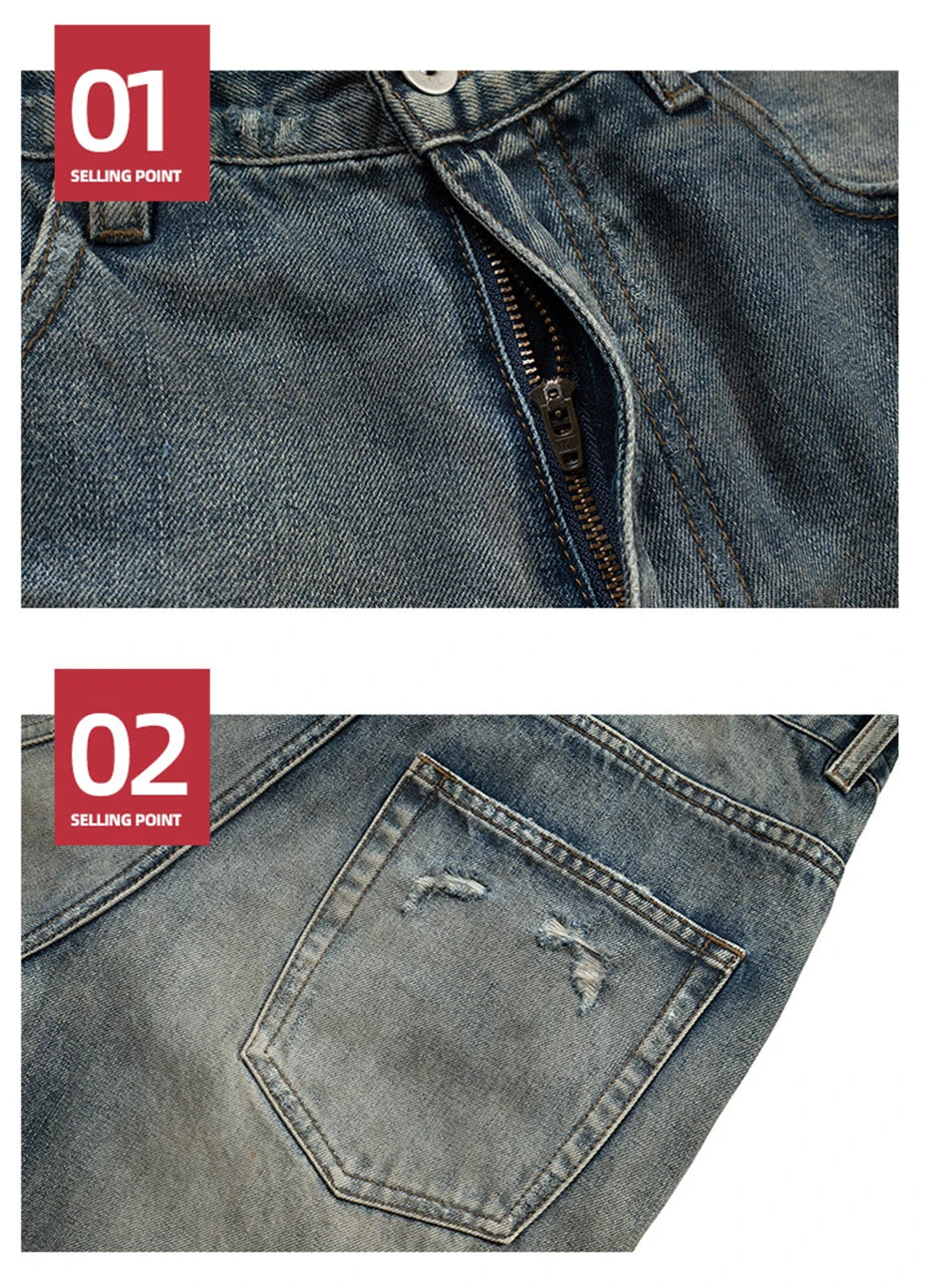 hi street vintage baggy jeans men retro blue loose straight denim pants distressed ripped dirty jeans trouser hip hop streetwear unique jeans style 5982