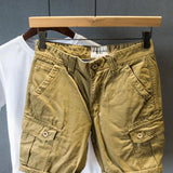 multi pocket cargo shorts mens casual all match loose feet summer ins trend five point pants straight denim pants streetwear baggy cargo bottoms