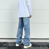 fashion loose streetwear denim jeans new casual wide legs straight jean pants hip hop tassel joggers baggy jeans men clothing unique joggers style 422