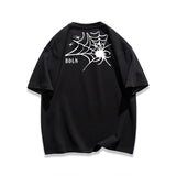 Y2k Broken heart – Trendy Street American Spider Web Print Round Neck Short Sle