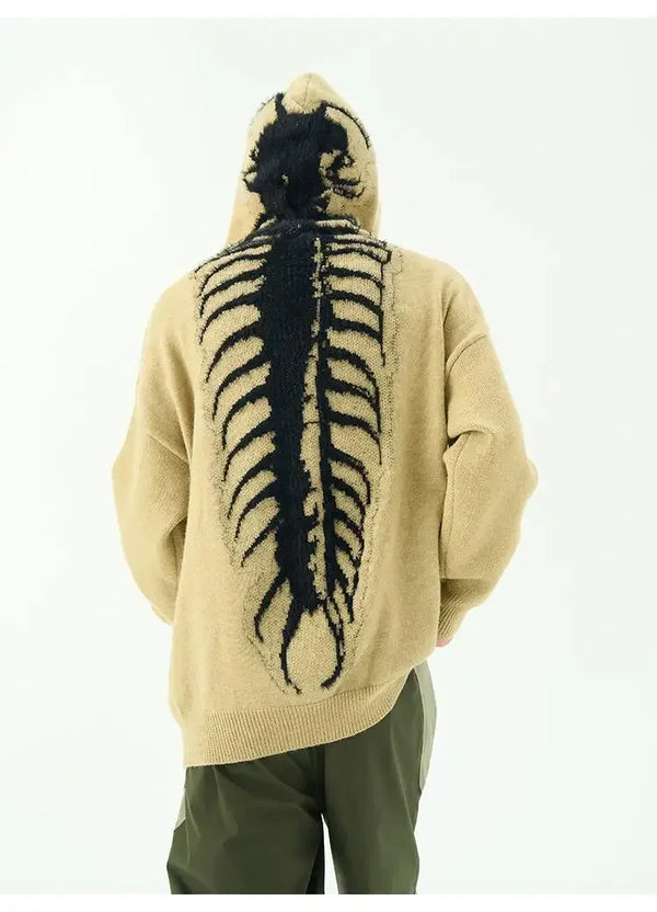 techwear flame knit sweater with structured oversized fit, ideal for cold streetwear layers, men’s streetwear clothing piece 
