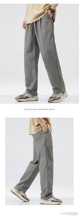 2024 new linen straight baggy pants for men summer breathable wide leg trousers y2k streetwear drawstring gym pantalones hombre unique default style 3277