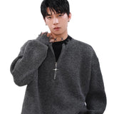varsity flame knitwear, statement sweater, cozy knitwear for men, oversized grunge aesthetic winter top