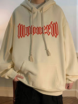 Autumn Vintage Gothic Letter Foam Printed Hooded Sweatshirts Hombre