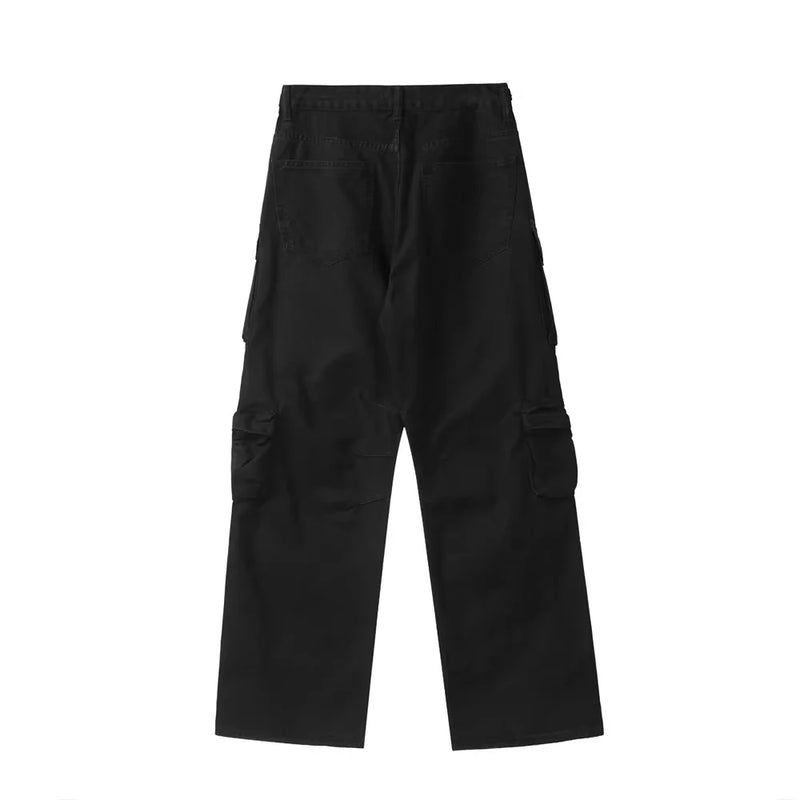 new multi pocket heavy industry washed cargo pants mens high rise loose y2k vintage streetwear oversized straight leg jeans unique cargo style 703