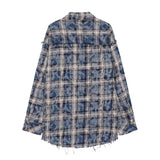 Trapwear Broken heart – Vintage Plaid Shirt 2024 Tie Dyed Tassel T Shirt Long Sleeve