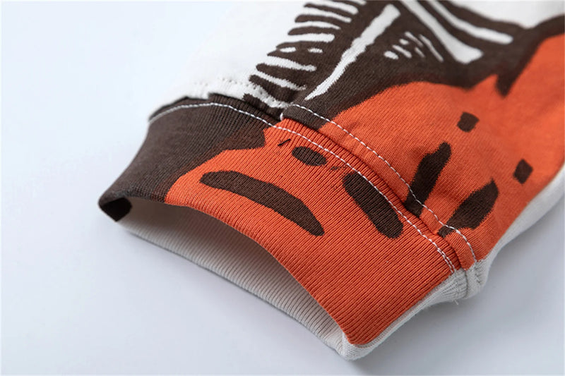 2024 Summer And Spring 123 Letter Print GYMGNO Graffiti Slogan Worn Retro Long Sleeve T Shirt Pullover Sweatshirt