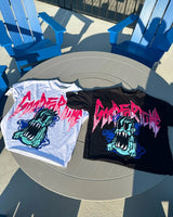 American Oversized Summer Anime Character Pattern Printed T-shirt Mens Pure Cotton Sweatshirt Street Hip-hop Clothing