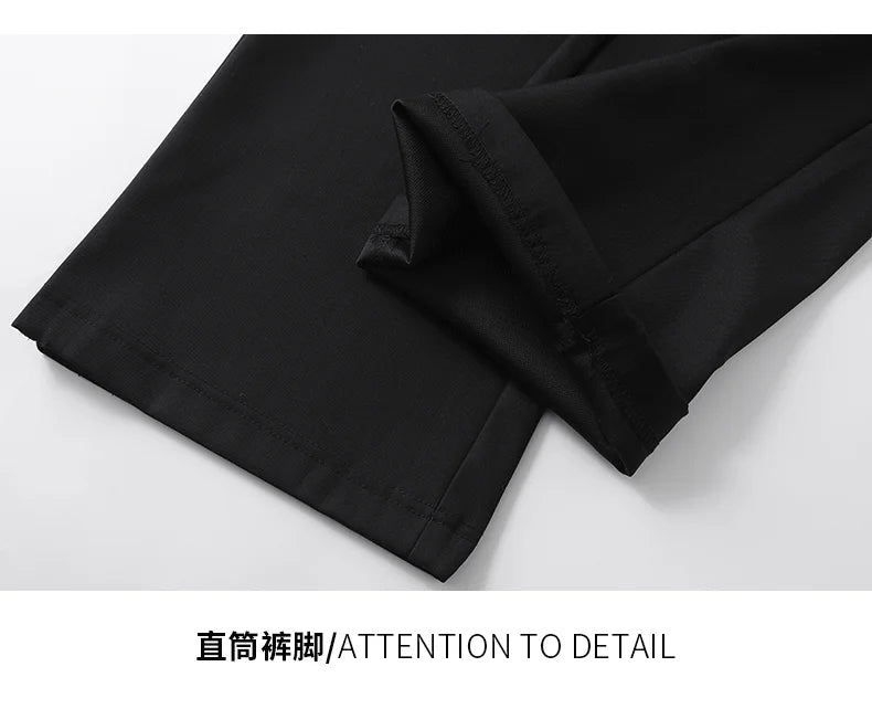 extended length edition men streetwear fashion hip hop vibe straight black pant casual business suit long pants trousers unique default style 1761