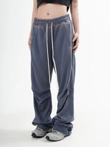 fashion washed distressed pants elastic waist drawstring men women hip hop casual sportwear pants unisex y2k streetwear joggers unique joggers style 551