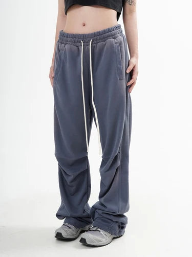 fashion washed distressed pants elastic waist drawstring men women hip hop casual sportwear pants unisex y2k streetwear joggers unique joggers style 551