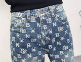 men jacquard streetwear hip hop vibe casual straight denim jeans pants boyfriend high street ripped jeans trousers unique jeans style 3105