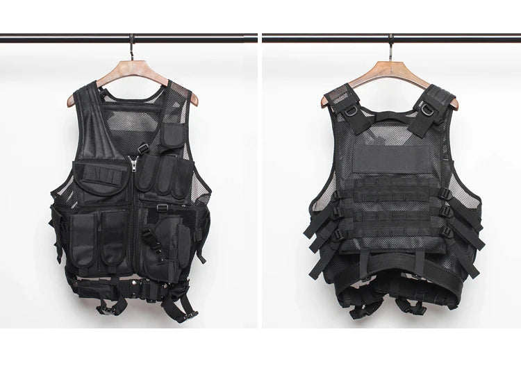 hip hop sleeveless vests mesh adjustment cargo waistcoat with pockets zipper military jacket streetwear tactical vest sweatsh - variant style 5e6bdb for streetwear fashion