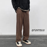 spring brown black corduroy pants men fashion retro casual pants men streetwear loose hip hop straight pants mens trousers m 2xl clean everyday pants