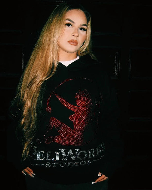y2k vintage pullover hoodie long sleeve sweatshirt high street hip hop punk hot rhinestone glittery oversize clothes go school