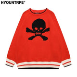 hip hop knitted sweater mens autumn winter o neck skulls pullover streetwear casual warm loose sweaters unisex jumpers knitwear trendy hip hop style outerwear, streetwear fashion hoodie, Y2K vintage urban hoodie