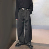 mens casual suit trousers buckle decoration british straight pants streetwear fashion niche commuter pants mens clothing 2024 unique default style 94