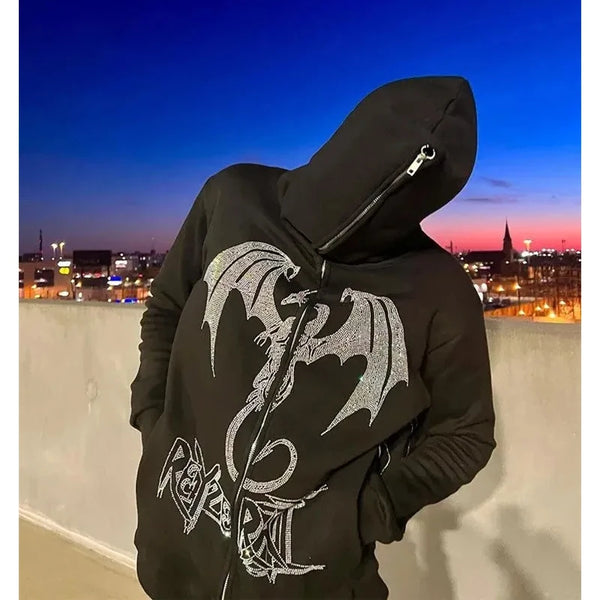 Hip Hop Loose Jacket Interesting Dragon Bat Sleeve Retro Tops Retro St