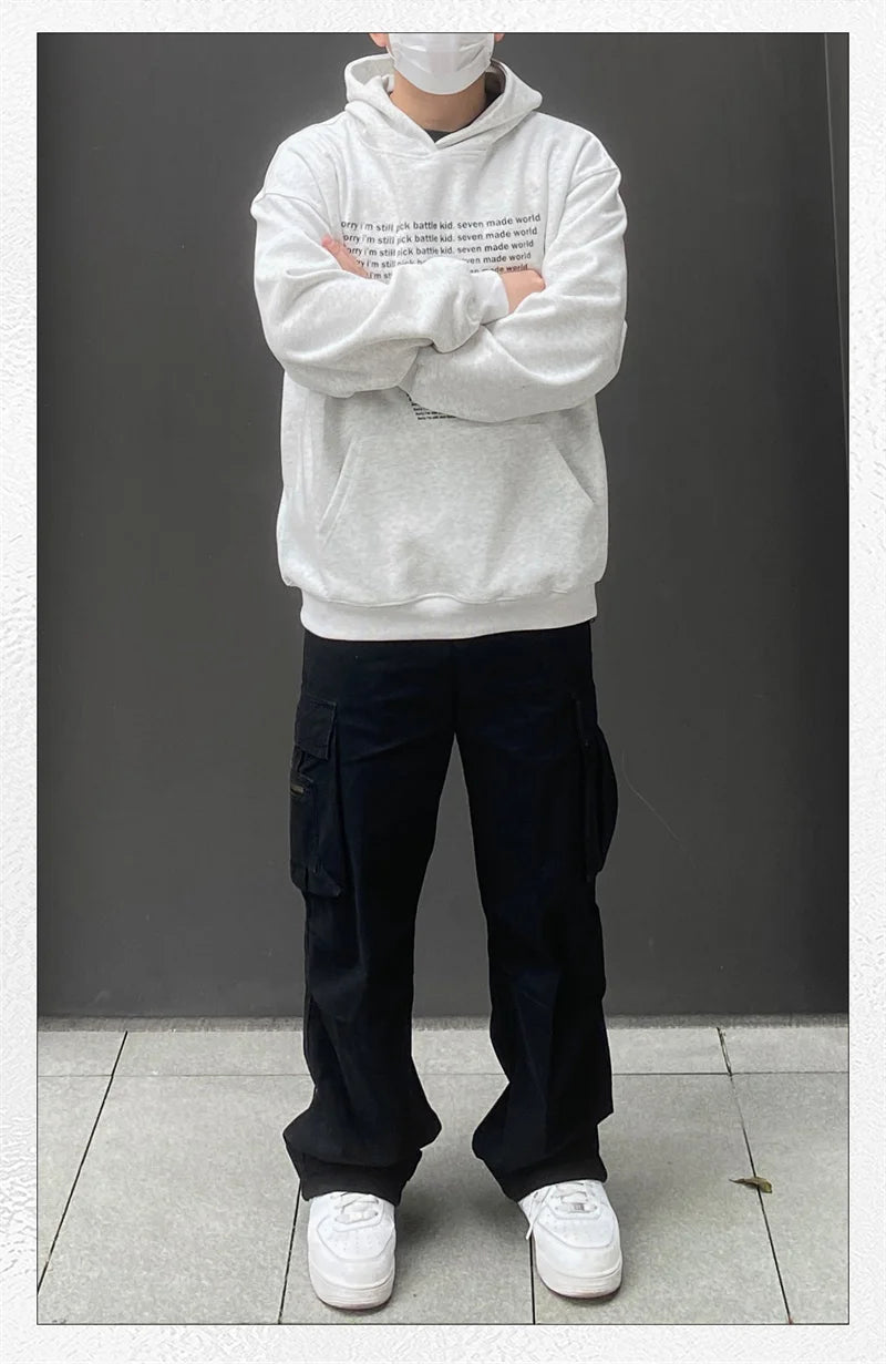 Trendy Fall Fashion Sweater – Autumn Mens Y2K Letter Printed Goth Hoodies New American Streetwear Hooded Sweatshirts Hip Hop Fashion Pullover Retro Hoody | Zip Knit Drop #139