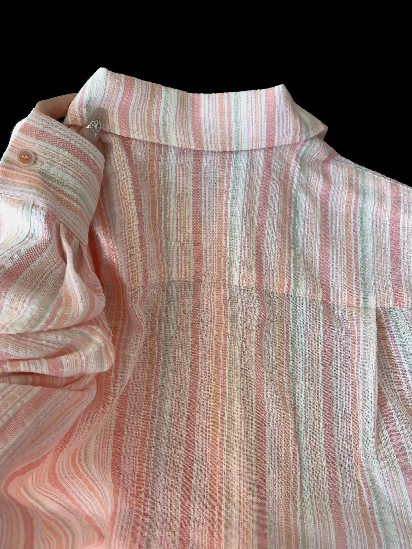 Early Autumn Sweet Striped Polo Collar Long Sleeved Shirt Womens Autum