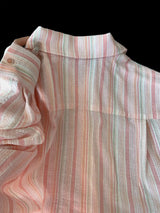 Early Autumn Sweet Striped Polo Collar Long Sleeved Shirt Womens Autum
