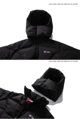 Hooded Down Jackets Winter Parkas Coats Men Solid Loose Casual Down Coats Padded Jackets Parkas Black