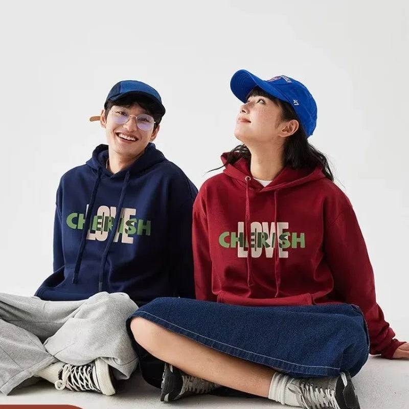 Baggy skater hoodie with faded vintage color palette