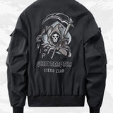 Hot selling skull embroidery men jacket motorcycle clothes Baseball uniform handsome outdoor harajuku streetwear 2023 new tops