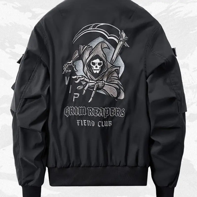 Hot selling skull embroidery men jacket motorcycle clothes Baseball uniform handsome outdoor harajuku streetwear 2023 new tops