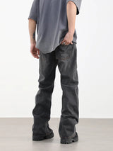 contorted fold design denim jean pants men straight biker jeans trousers 2023 fashion motorcycle unisex hip hop pants y2k pants vintage washed jeans