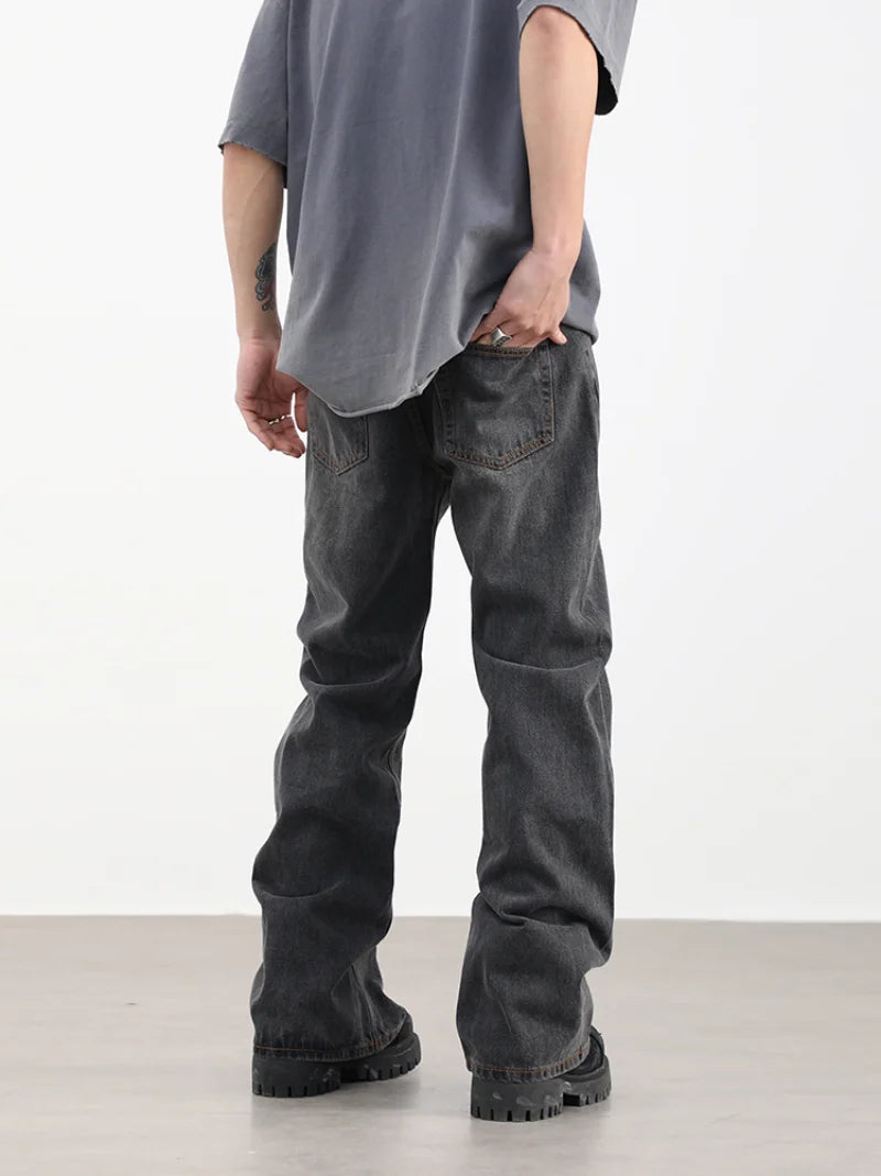 contorted fold design denim jean pants men straight biker jeans trousers 2023 fashion motorcycle unisex hip hop pants y2k pants vintage washed jeans