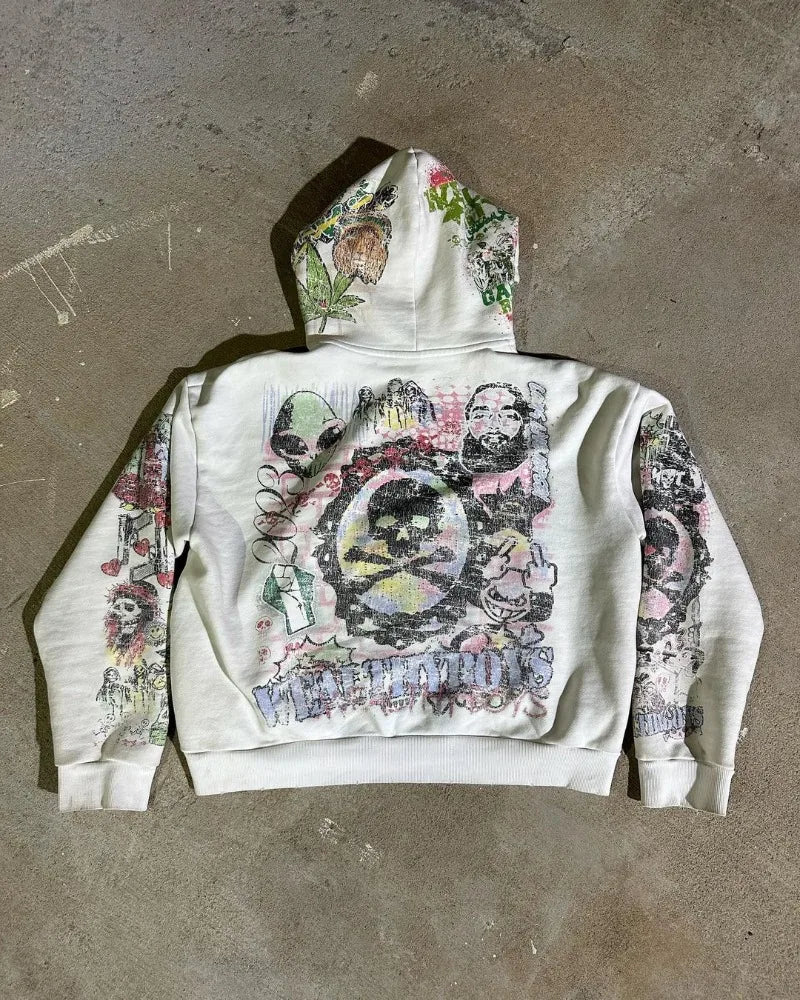 Y2K American High Street Harajuku Casual Loose Oversized Hoodie Men Hi