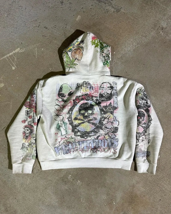 Y2K American High Street Harajuku Casual Loose Oversized Hoodie Men Hi