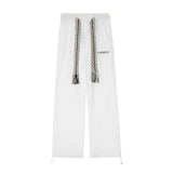 2024 spring and autumn mid waist straight jacquard velvet knitted trousers loose wide leg pants urban casual pants men and women unique default style 2053