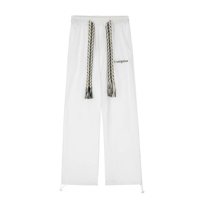 2024 spring and autumn mid waist straight jacquard velvet knitted trousers loose wide leg pants urban casual pants men and women unique default style 2053