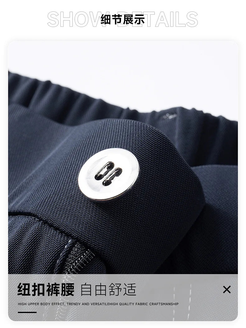 men bright line elastic waist streetwear fashion loose casual plus size straight suit pants work man business trousers unique default style 1945