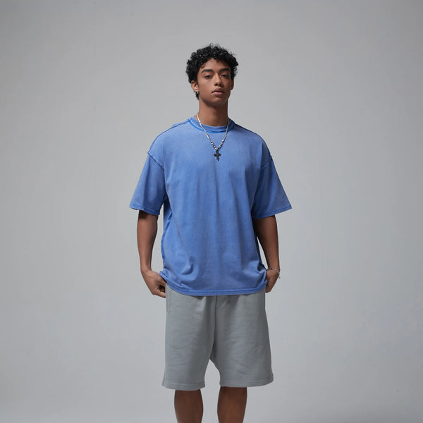 Skatercore Chrome logo – 2024 Summer New Washed Oversized Tshirt Worn Out Retro Distr