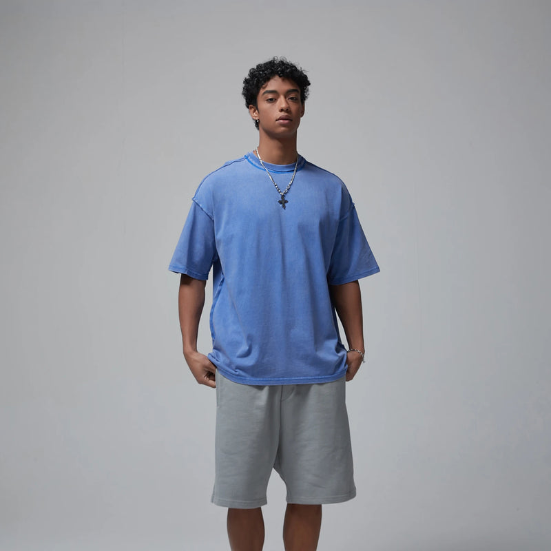 Skatercore Chrome logo – 2024 Summer New Washed Oversized Tshirt Worn Out Retro Distr