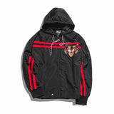New 2022 Warm Winter Luxury Men Embroidered leopard Zipper Casual Mess Inside Windbreaker With Hoody Trench Jackets Coat #A457