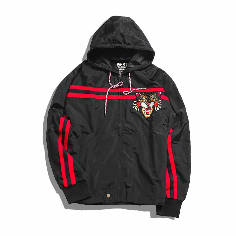 New 2022 Warm Winter Luxury Men Embroidered leopard Zipper Casual Mess Inside Windbreaker With Hoody Trench Jackets Coat #A457