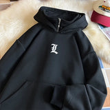 2024 Spring Half Zip Large Size Hooded Sweatshirts Korean Mens Pullove
