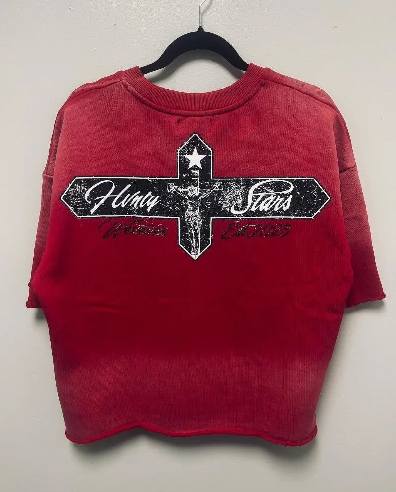Y2k Vintage t-shirt – Y2K American Retro Hip Hop Casual Short Sleeve Cross Letter